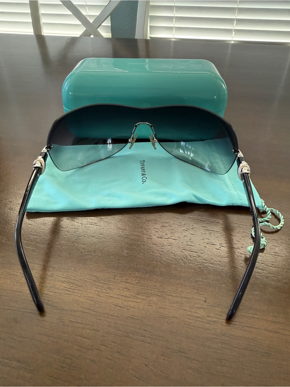 Tiffany & Co. Women's Rimless Shield Sunglasses - Black Gradient 115mm Lens - Picture 5 of 14
